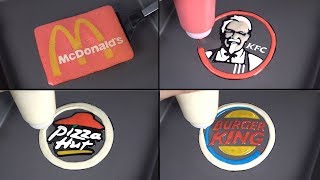 Fast Food Logo Pancake Art  BURGER KING, MCDONALD, PIZZA HUT, KFC