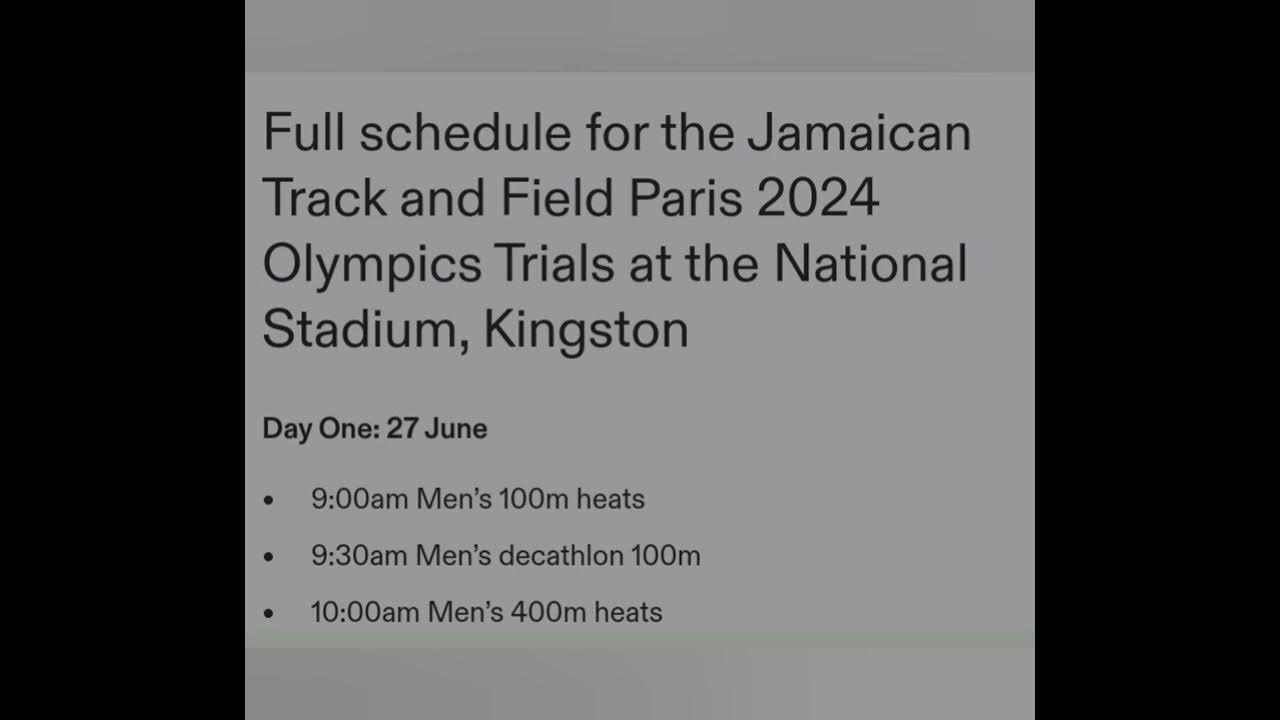 Full schedule of Jamaica Olympics trials 2024/ Elaine Thompson Herah
