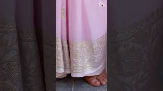 Light Rose Pink Khaddi Chiffon Benarasi Handloom Saree With Rupa Zari