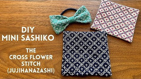 Sashiko Cross Flower stitch (Jujihanasashi) with Hitomezashi. For Sashiko beginners!