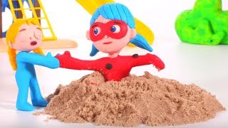 LADYBUG IS STUCK IN THE SAND ❤ PLAY DOH CARTOONS FOR KIDS