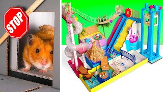 Cute Hamster Crafts || Miniature Water Park And Safe Shelter From Cardboard