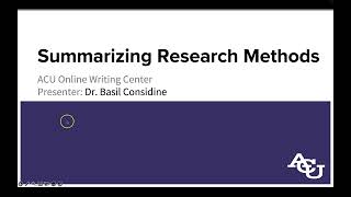 Summarizing Research Methods | ACU Online Writing Center