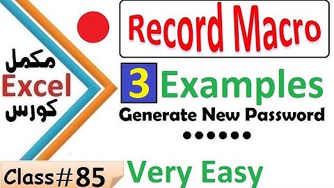 Ms Excel Full Tutorial Class # 85 in Pashto | Excel Macro examples in Pashto #macros #recording