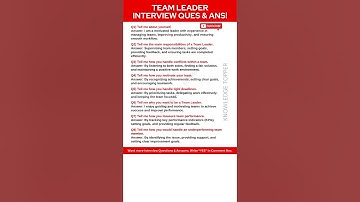 Team Leader Interview Questions and Answers