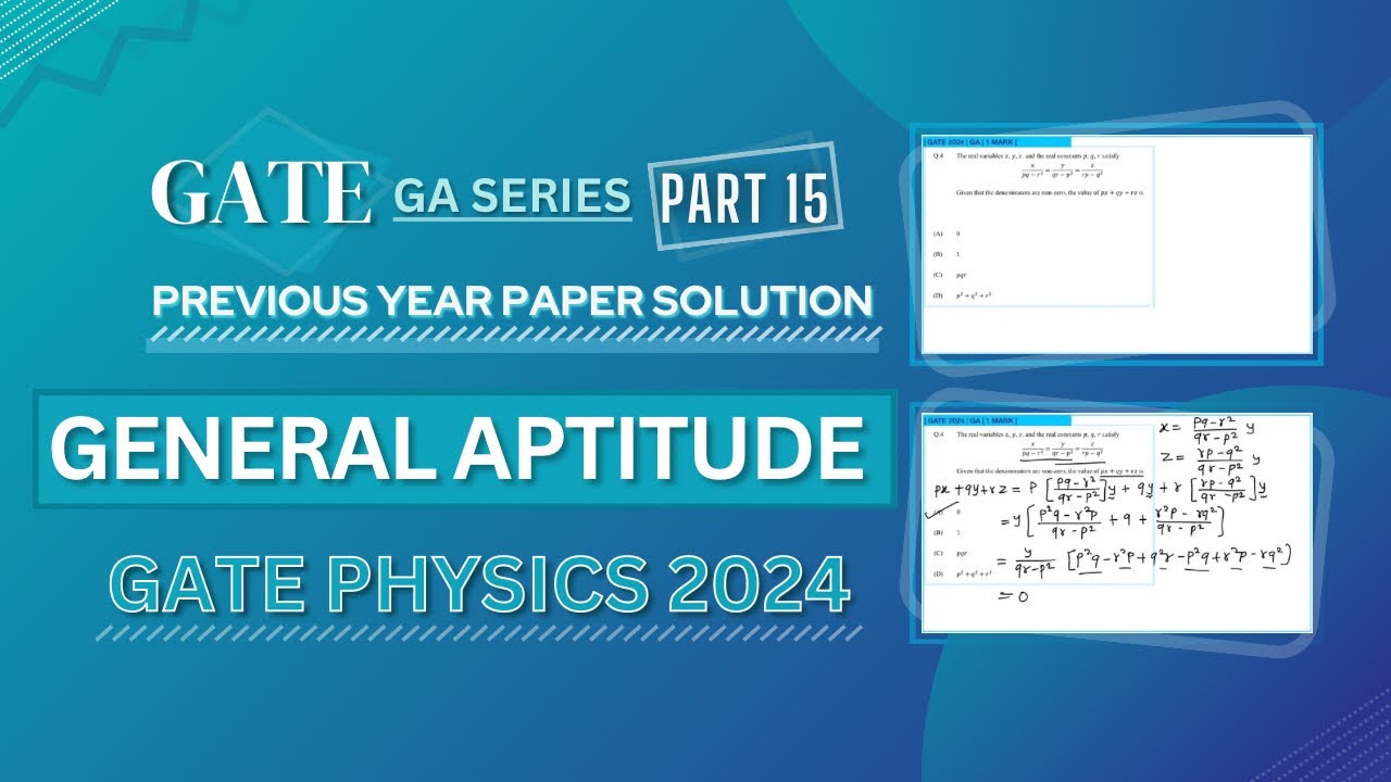 GATE PHYSICS 2024 Solved Paper | General Aptitude | Previous Year Paper ...