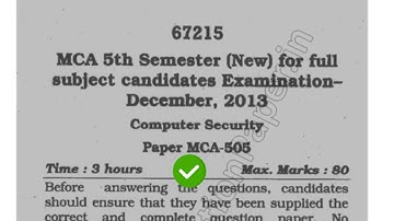 2013 Mdu MCA 5th Sem Computer Security Question Paper #MduQuestionPaper
