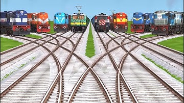 8_ ICF & LHB Trains Crossing On Bumpy Forked Railroad Tracks | train simulator classic 2025