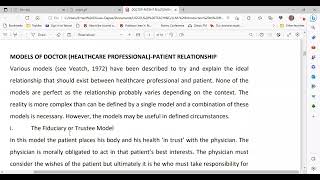 KNUST LLM HEALTH CARE AND ETHICS  Doctor Patient Relationship