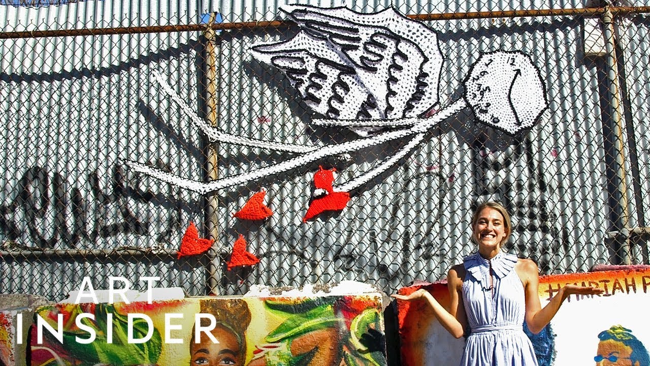 How A Street Artist Makes Colorful Murals Out Of Yarn