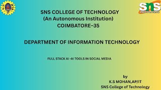 Advanced AI Tools in social media|Full Stack AI|SNS Institutions