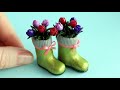 Миниатюрный декор: сапоги с цветами🌷Miniature decor: boots with flowers🌷