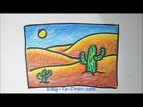 How to draw a cartoon desert step by step - Free & Easy Tutorial for