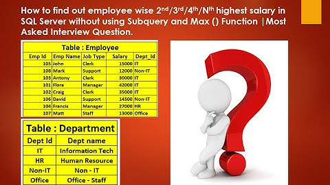 How to find out 2nd/3rd/4th/Nth highest salary in SQL Server without using Subquery / Max Function.