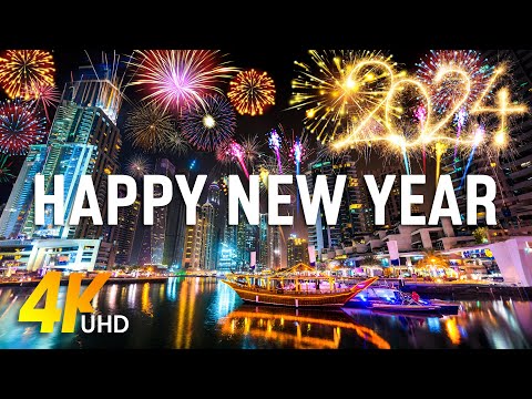 Happy New Year 2024 4K - Colorful Firework Display Around the World | Firework Sound🎇Countdown 2024