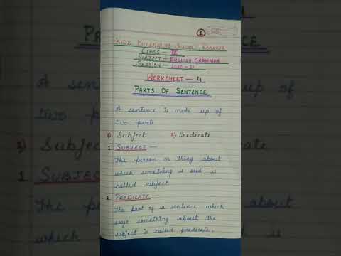Worksheet : Parts of Sentence (Class-IV, Eng Gr.) | KIDZ MILLENNIUM ...