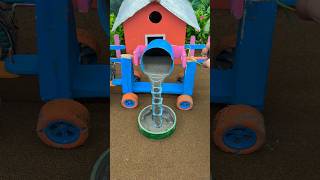 Mini Tractor Pouring Cement Into Pillar Mold 🚜 | Mini Construction#shorts#youtubeshorts