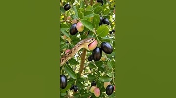 😮 A big russel viper snake is eating cherry fruit #snakevideo #russelviper