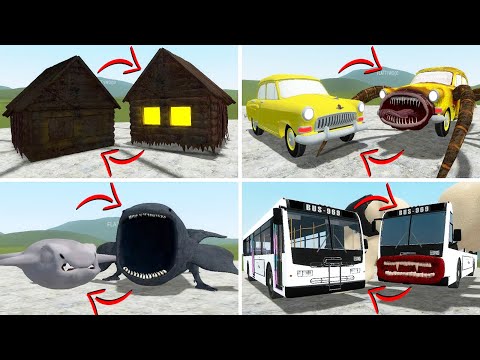 EVERYTHING TURNING INTO MONSTERS : CHOO CHOO CHARLES, BUS EATER, CAR EATER, LIGHTHOUSE (GMOD)