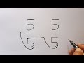 How to draw lion with 5555 number  lion drawing easy art
