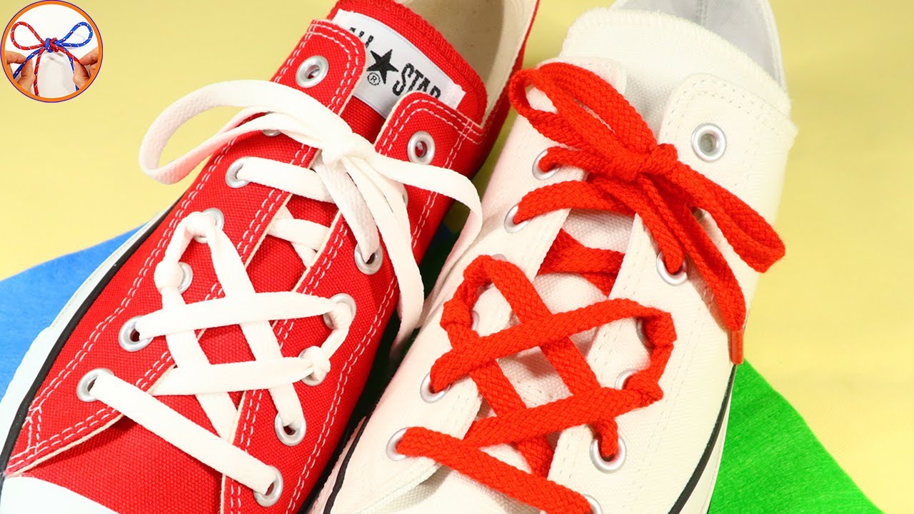 靴紐 ハートの結び方 かわいいハートの様な見た目になる結びを紹介 ちょっとした気分転換になるかも むすびモノ Youtube