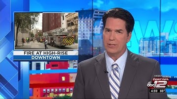 Video: Air conditioning units catch fire in downtown high-rise