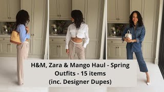 H&M HAUL AND ZARA HAUL  SPRING OUTFITS  CASUAL WEAR  15 ITEMS (inc. Designer Dupe)