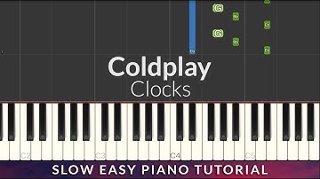 Coldplay - Clocks SLOW EASY Piano Tutorial + Lyrics