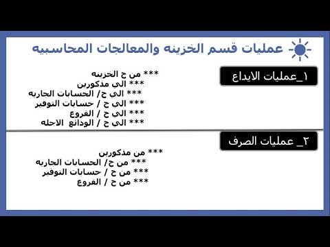 المعالجات المحاسبيه لقسم الخزينه بنوك