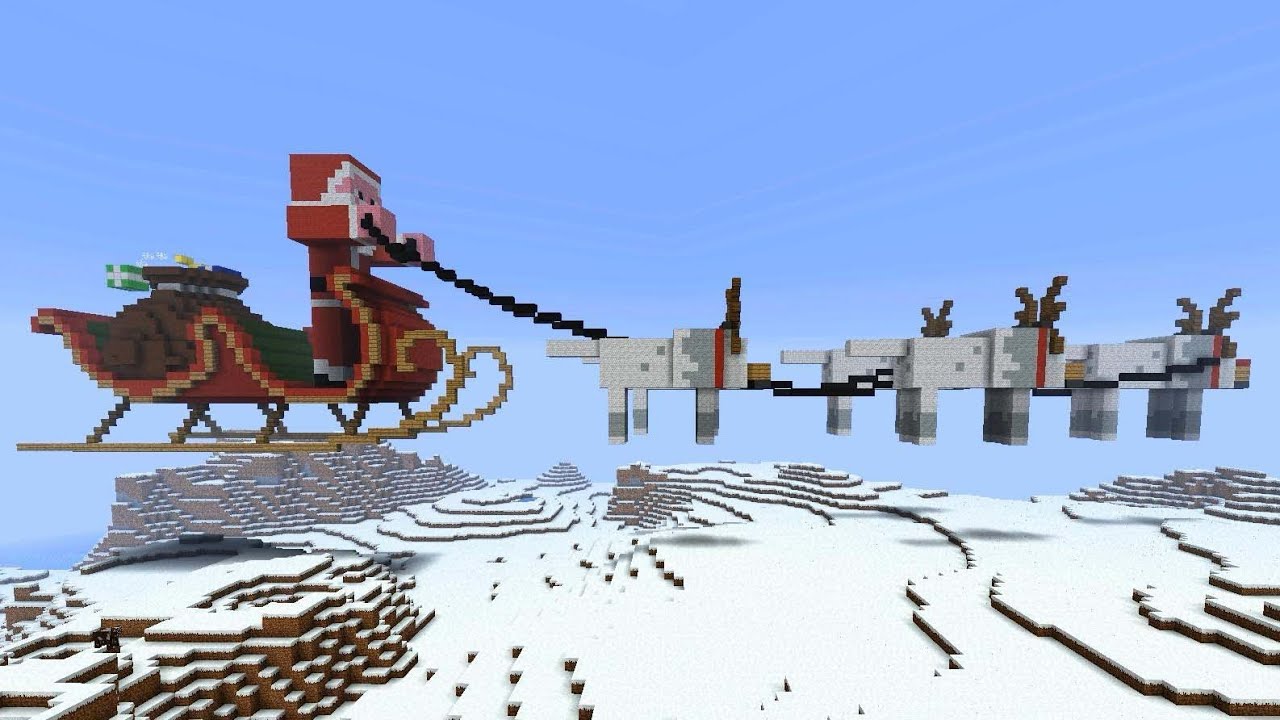 Minecraft - Santa in Sleigh with Reindeer explodes - YouTube