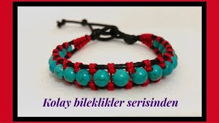 Boncuklu Makrome Bileklikderi İplebeaded Macrame Braceletkolaybileklikeasybracelet