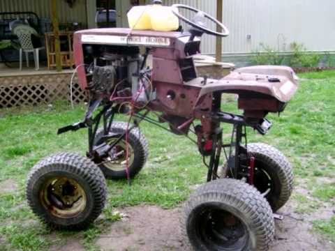 lifted lawn mower
