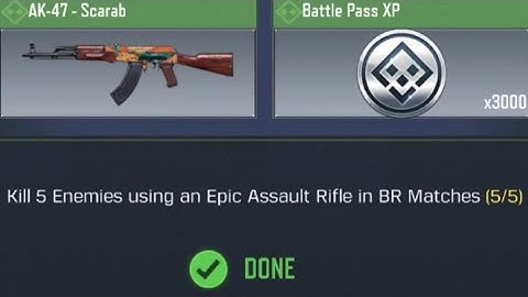 Call Of Duty Mobile Kill 5 Enemies using an Epic Assault Rifle in BR Matches Task Complete