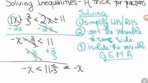 GED® Math: Solving Inequalities + A Trick for Fractions (1.12, Exp, # 9)