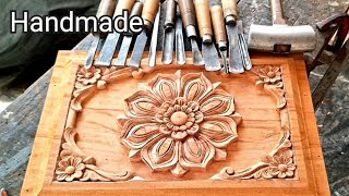 Handmade Mahogany Wood Carving | Beautiful Flower Design