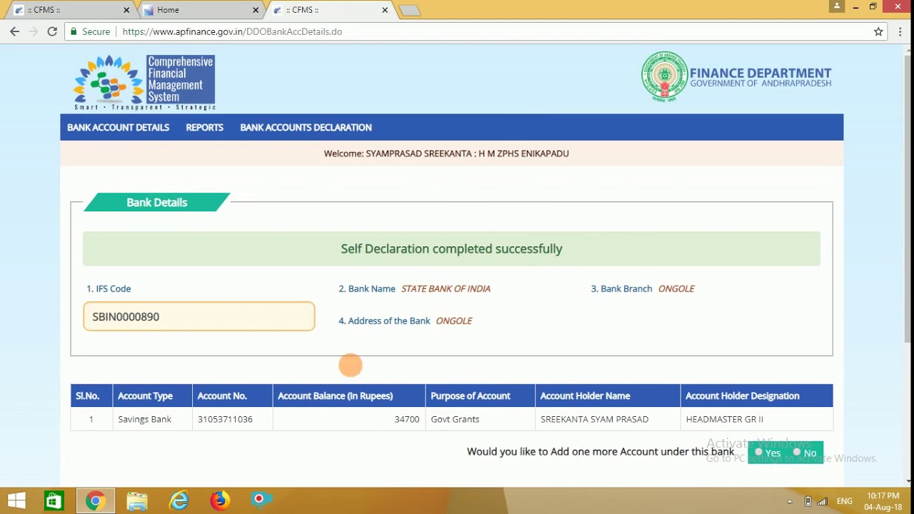 HOW TO ENTER BANK ACCOUNT DETAILS IN CFMS - YouTube