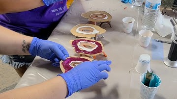 Resin geode coasters with ChelC Paints