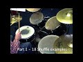 19 blues drum shuffles from Brookie's Shuffle Thesaurus 1-19. Blues drumming lesson tutorial