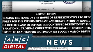 Two House lawmakers file resolution opposing ex-pres. Duterte's interim release, repatriation | ANC