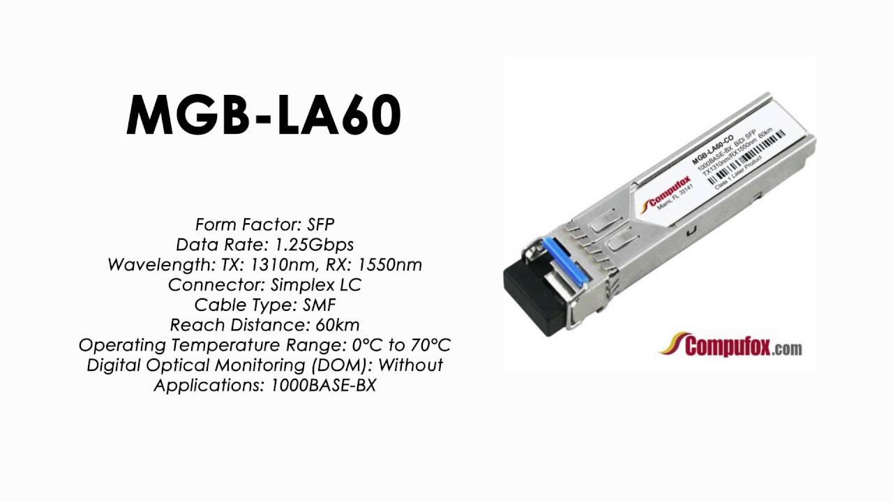 MGB-LA60 RX 1550nm 60km SMF transceiver 1310nm Planet Compatible 1000BASE-BX SFP TX
