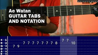 Video thumbnail of "Ae Watan GUITAR Tabs | Sunidhi Chauhan | Shankar Ehsaan Loy | GULZAR | HOW TO PLAY GUITAR"