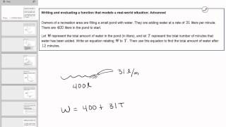11 01 Writing and evaluating a function that models a real world situation: Advanced