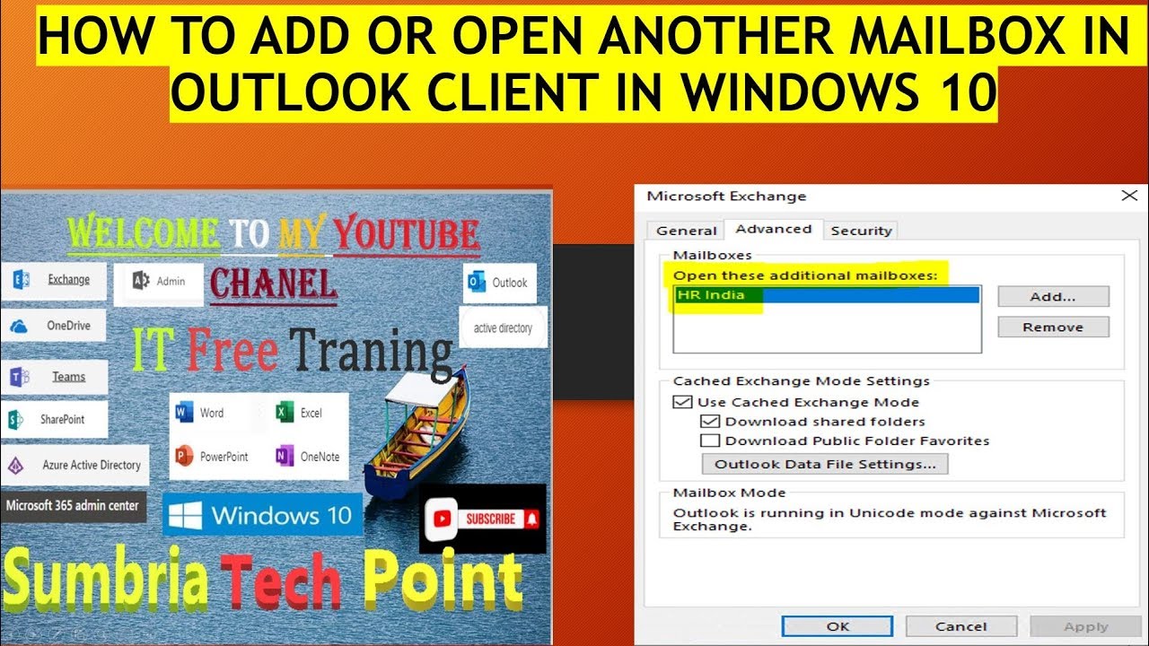 How To Add Another Mailbox In Outlook Client On Windows 10 YouTube