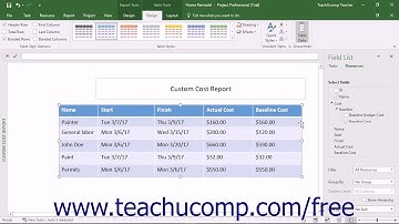 Project 2016 Tutorial Using Report Tables Microsoft Training