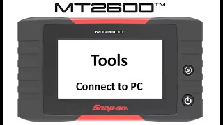 Tools Function - Connect To Pc Feature Mt2600 Training Snap-On Diagnostics