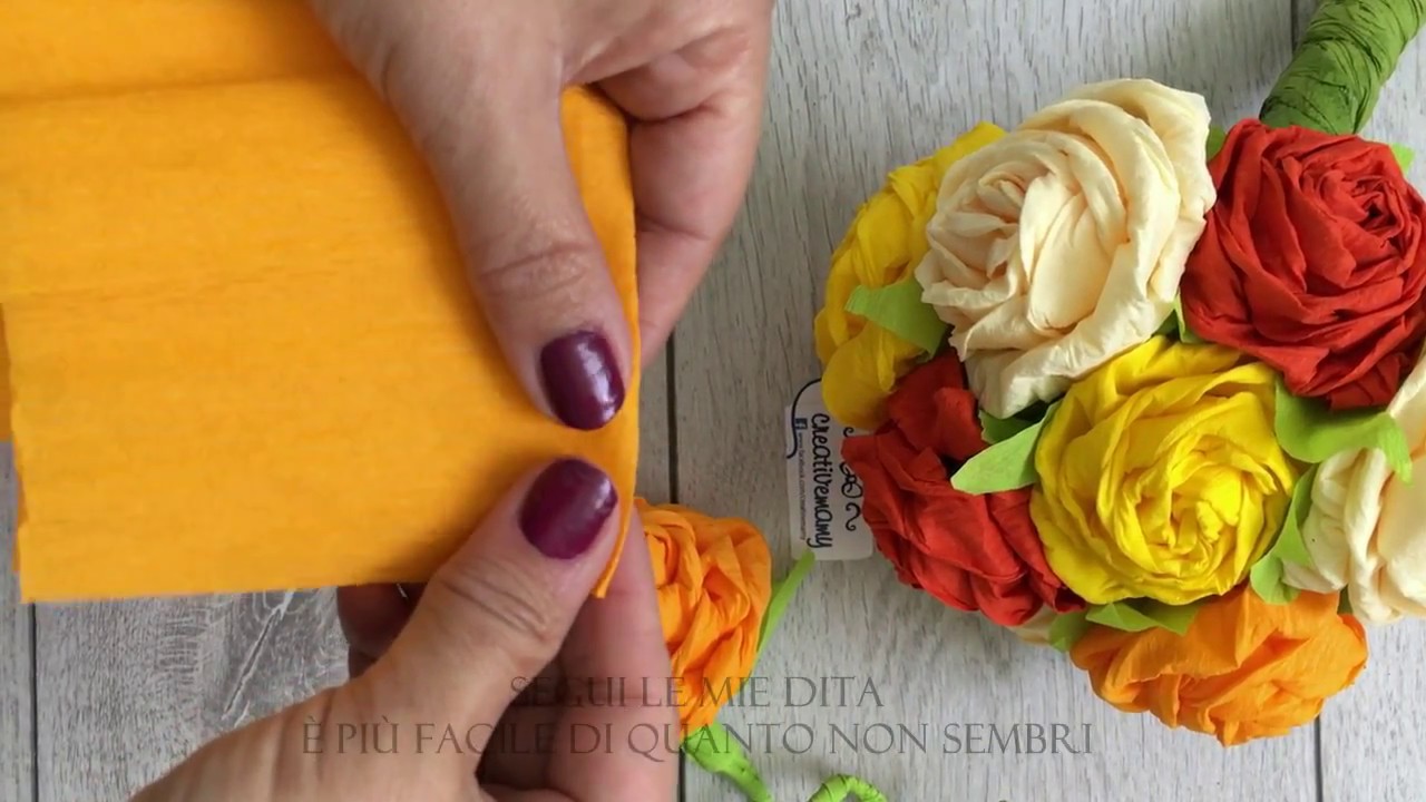 3 Rose Di Carta Crespa Crepe Paper Roses Youtube