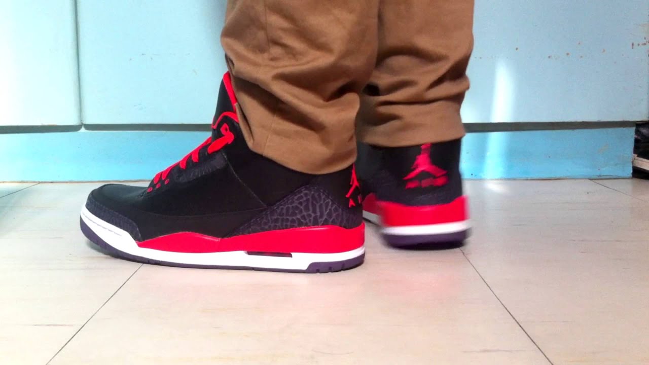 jordan 3 crimson on feet