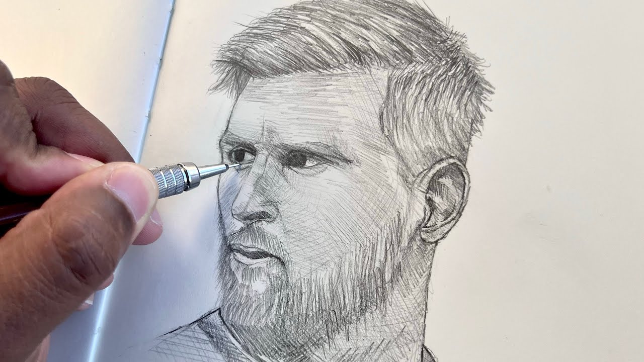 How To Draw Lionel Messi: Step by Step - Portrait Drawing Tutorial ...