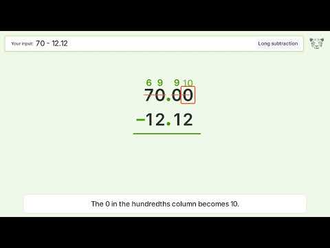 Long Subtraction Problem 70-12.12: Step-by-Step Video Solution