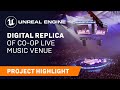 Digital replica of coop live music venue  spotlight  unreal engine